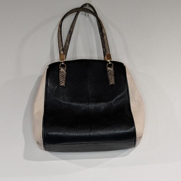 Coach Leather Handbag with Snakeskin Crossbody Straps White Black - Picture 2 of 5